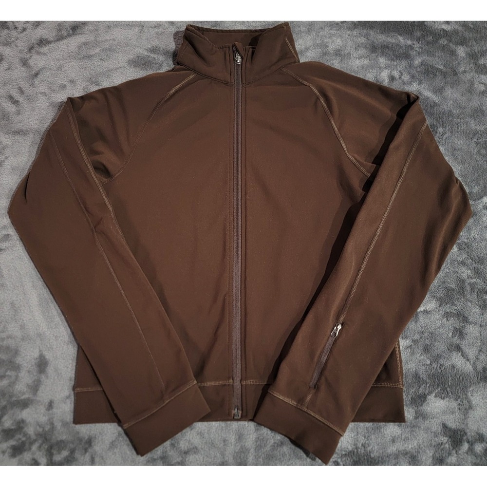 Lululemon Jacket Womens 10 Brown Full Zip Slim Fitted Stretch Athleisure Yoga